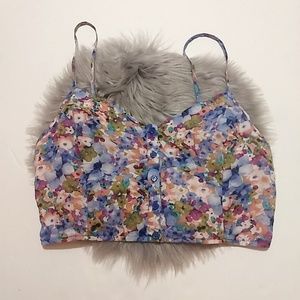 Dainty Hooligan Floral Button Down Crop Top M